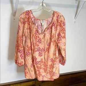 St. John's Bay Peach Floral Blouse- L